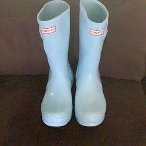 Women’s Hunter rain boots, 8, light blue, used  only 2-3 times